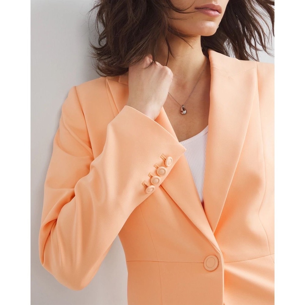 WHITE HOUSE BLACK MARKET Peach Light Orange Waist Seam Fluid Editor Blazer 6